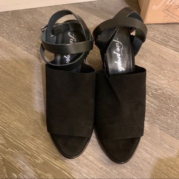 Black Suede Leather Strappy Heeled Sandals - Picture 6 of 11